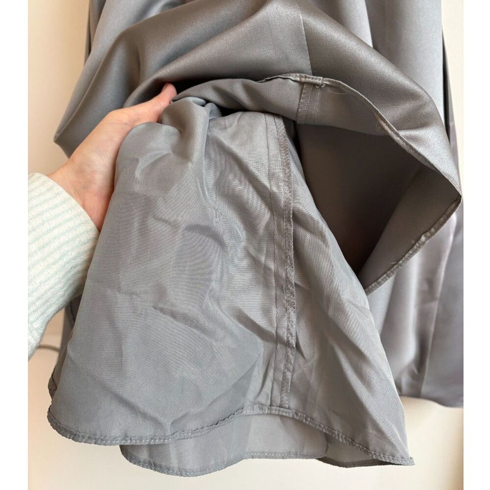 NWT David's Bridal Gray Satin Pleated Cocktail Dress Pockets 2 Mercury Formal - Picture 9 of 9